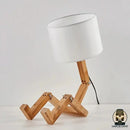 Bonhomme assis lampe de chevet en bois
