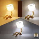 Bonhomme assis lampe de chevet en bois