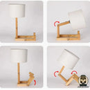Bonhomme assis lampe de chevet en bois