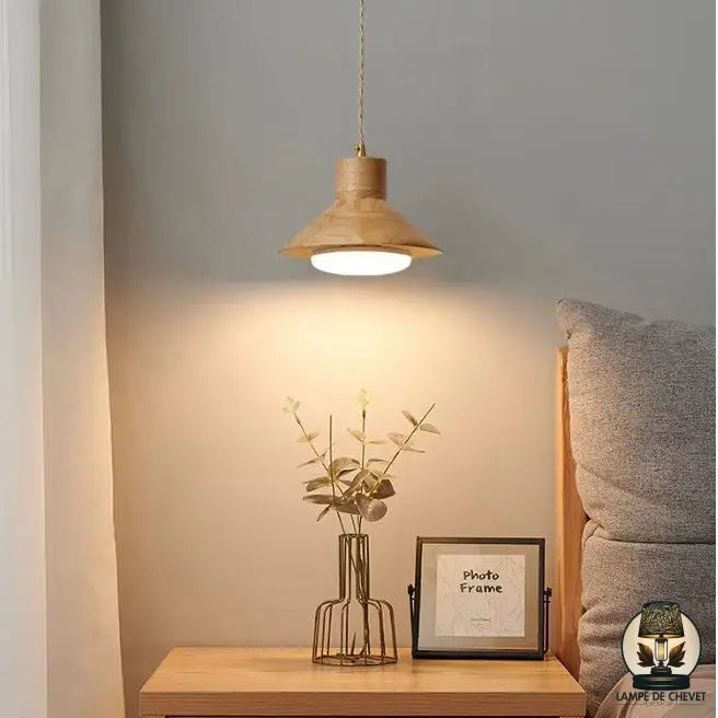 Lampe de chevet avec bois naturel