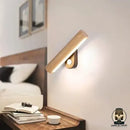 Lampe de chevet bois et metal noir