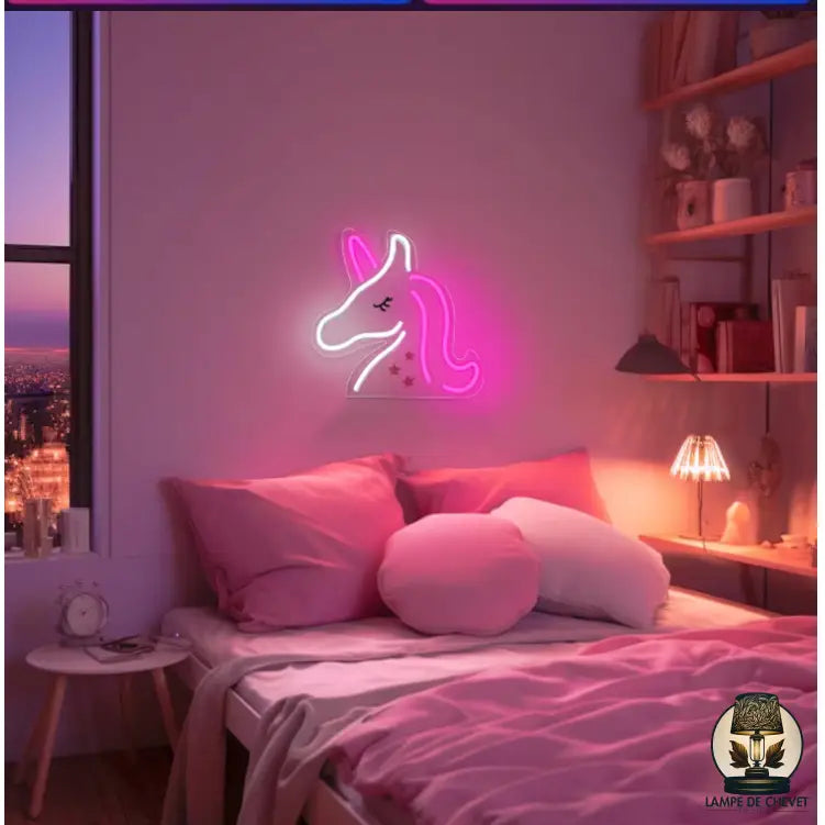 Lampe de chevet licorne rose