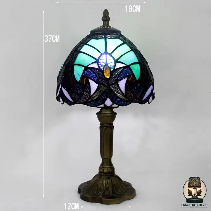 Lampe de chevet verre coloré et metal tiffany