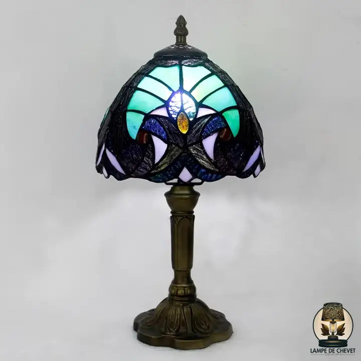 Lampe de chevet verre coloré et metal tiffany